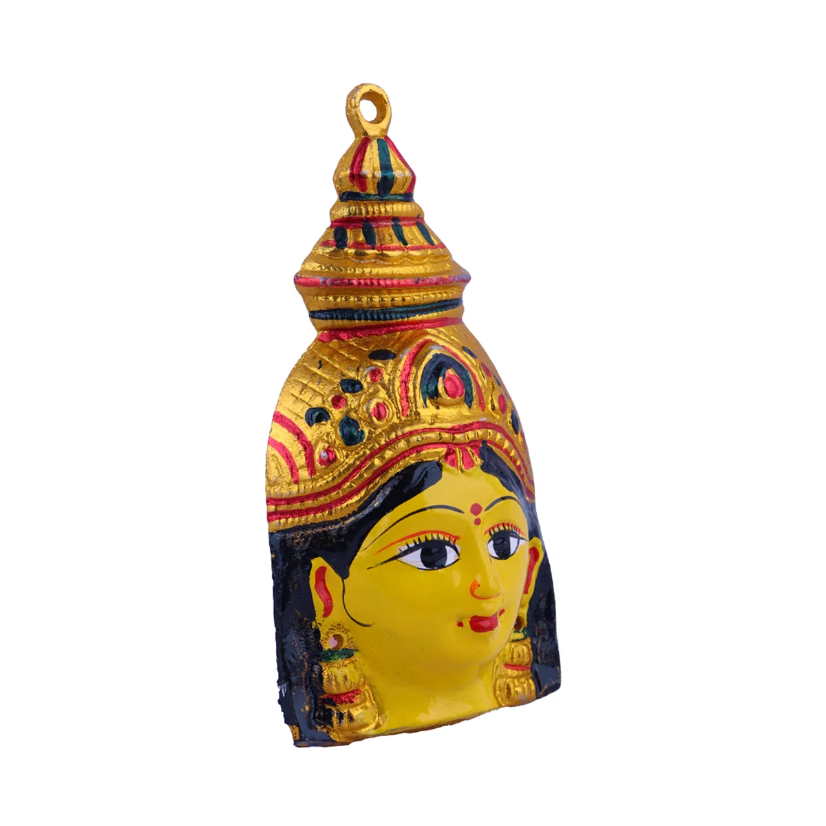 Ammavari Face - 6.5 x 3.25 Inches | Zinc Vara Lakshmi Face/ Yellow Amman Mugam for Deity/ 90 Gms Approx - Image 2