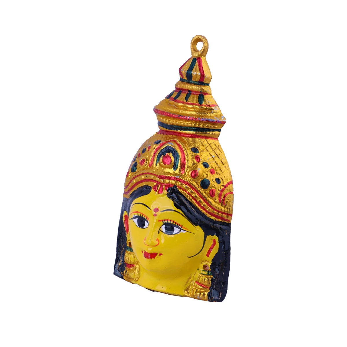 Ammavari Face - 6.5 x 3.25 Inches | Zinc Vara Lakshmi Face/ Yellow Amman Mugam for Deity/ 90 Gms Approx - Image 3
