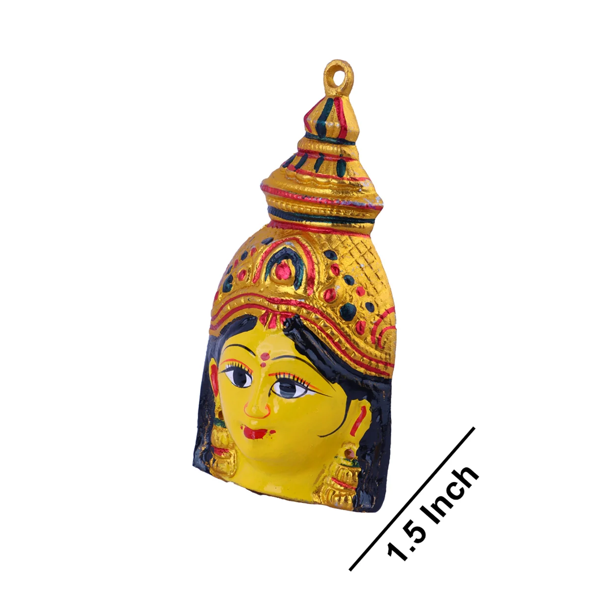 Ammavari Face - 6.5 x 3.25 Inches | Zinc Vara Lakshmi Face/ Yellow Amman Mugam for Deity/ 90 Gms Approx - Image 4