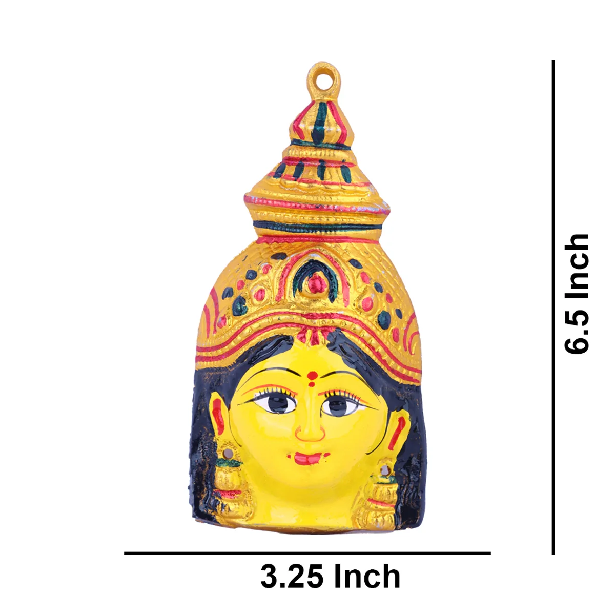 Ammavari Face - 6.5 x 3.25 Inches | Zinc Vara Lakshmi Face/ Yellow Amman Mugam for Deity/ 90 Gms Approx - Image 6