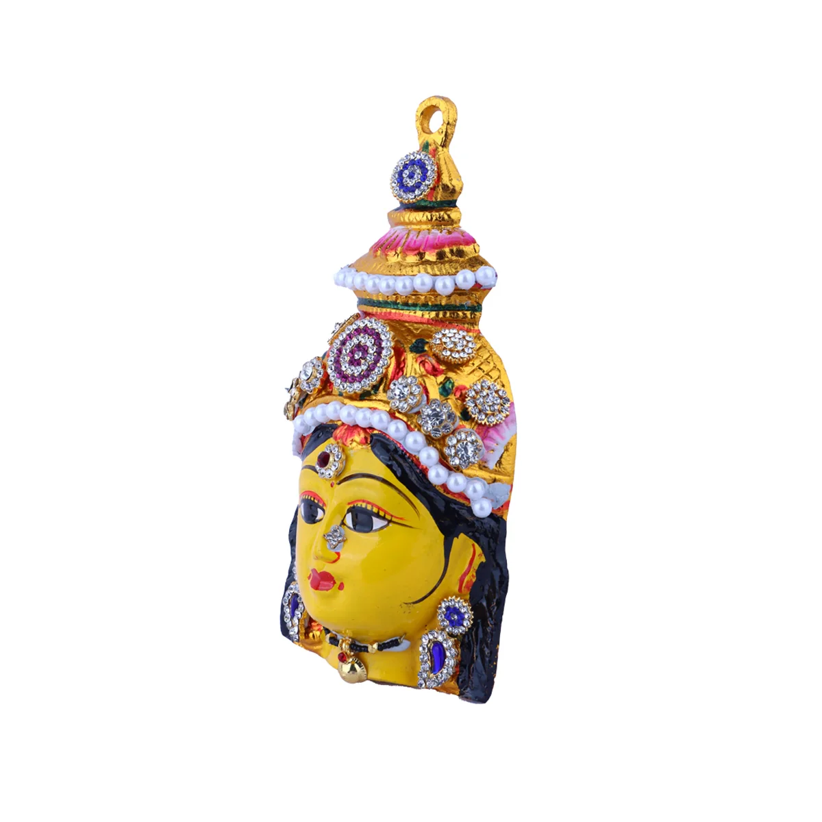 Ammavari Face - 7 x 3.5 Inches | Zinc Vara Lakshmi Face/ Yellow Amman Mugam for Deity/ 120 Gms Approx - Image 2