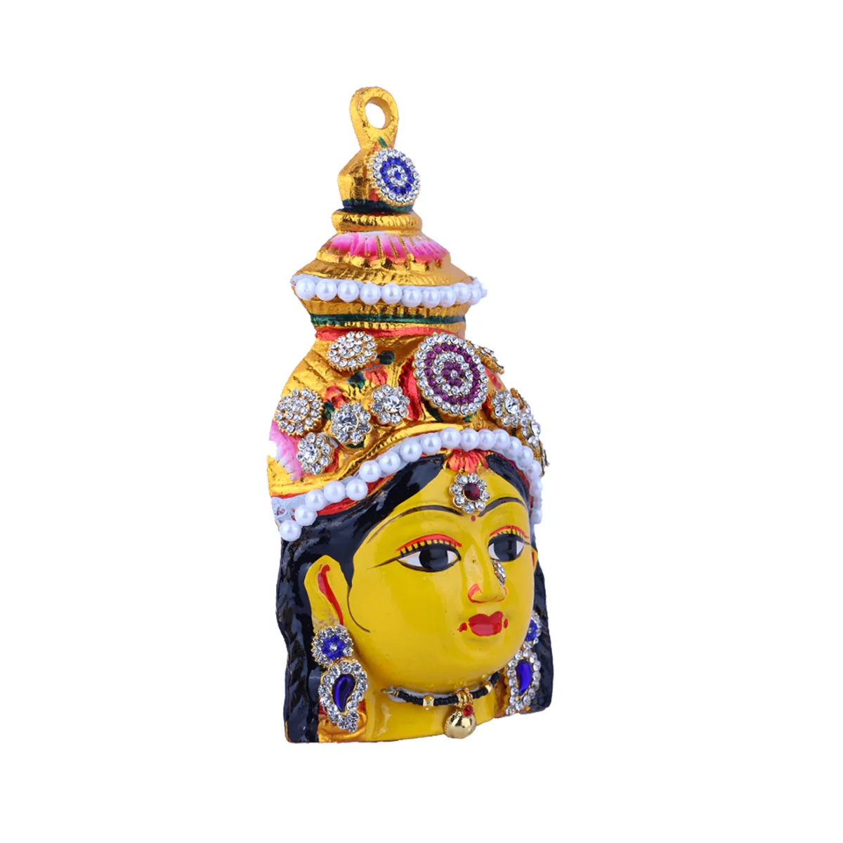 Ammavari Face - 7 x 3.5 Inches | Zinc Vara Lakshmi Face/ Yellow Amman Mugam for Deity/ 120 Gms Approx - Image 3