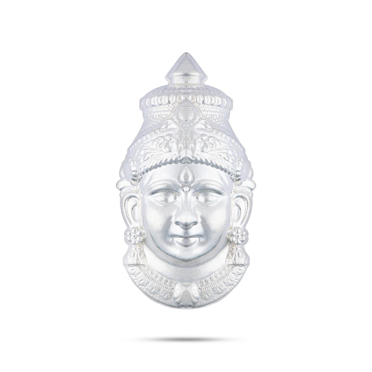 Amman Face - 7 x 3.5 Inches | White Metal Amman Mugam/ Ammavari Face for Deity/ 105 Gms Approx