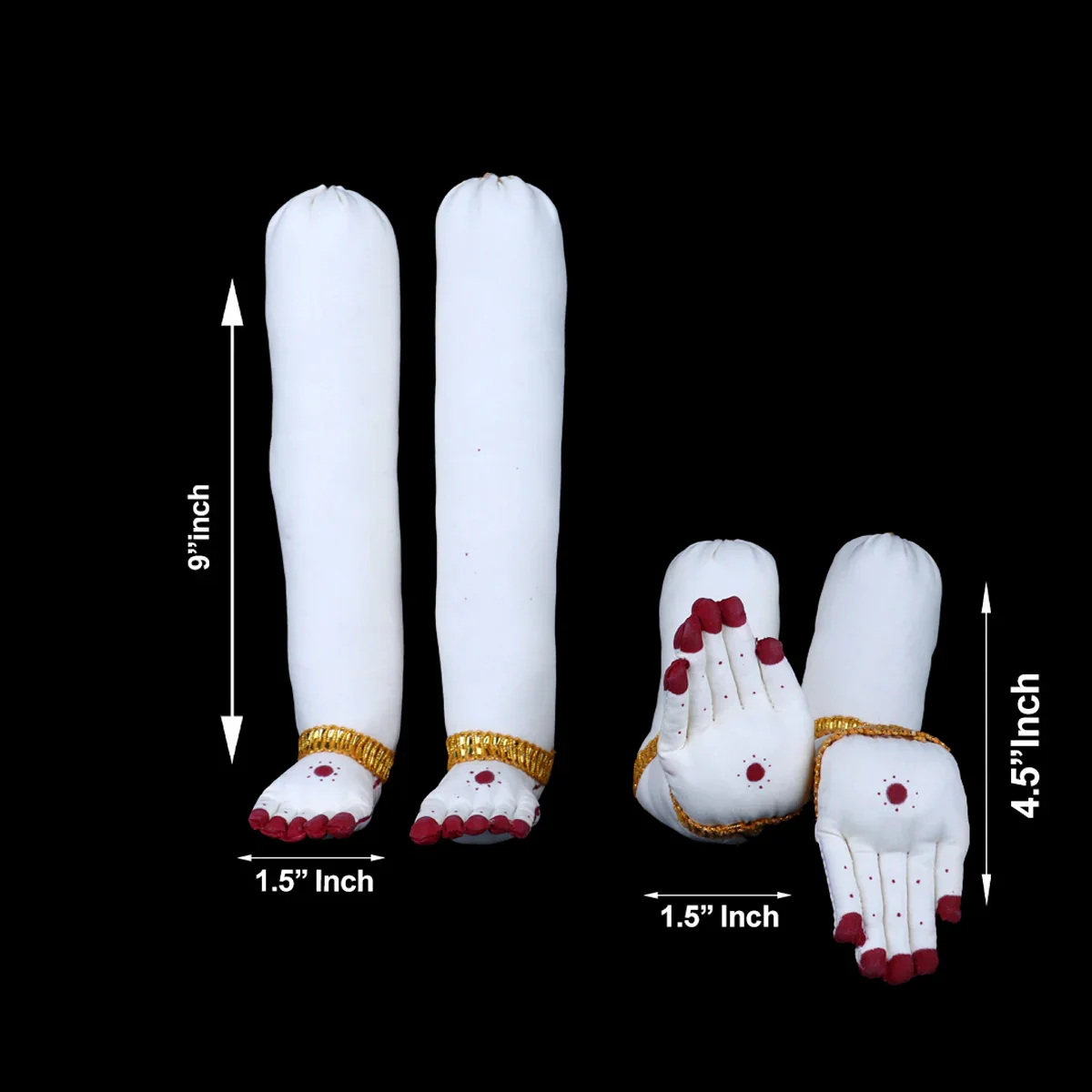 Amman Hands & Legs Set - 9 x 1.5 Inches | Cloth Hastham Patham/ Laxmi Hand & Leg for Deity - Image 3