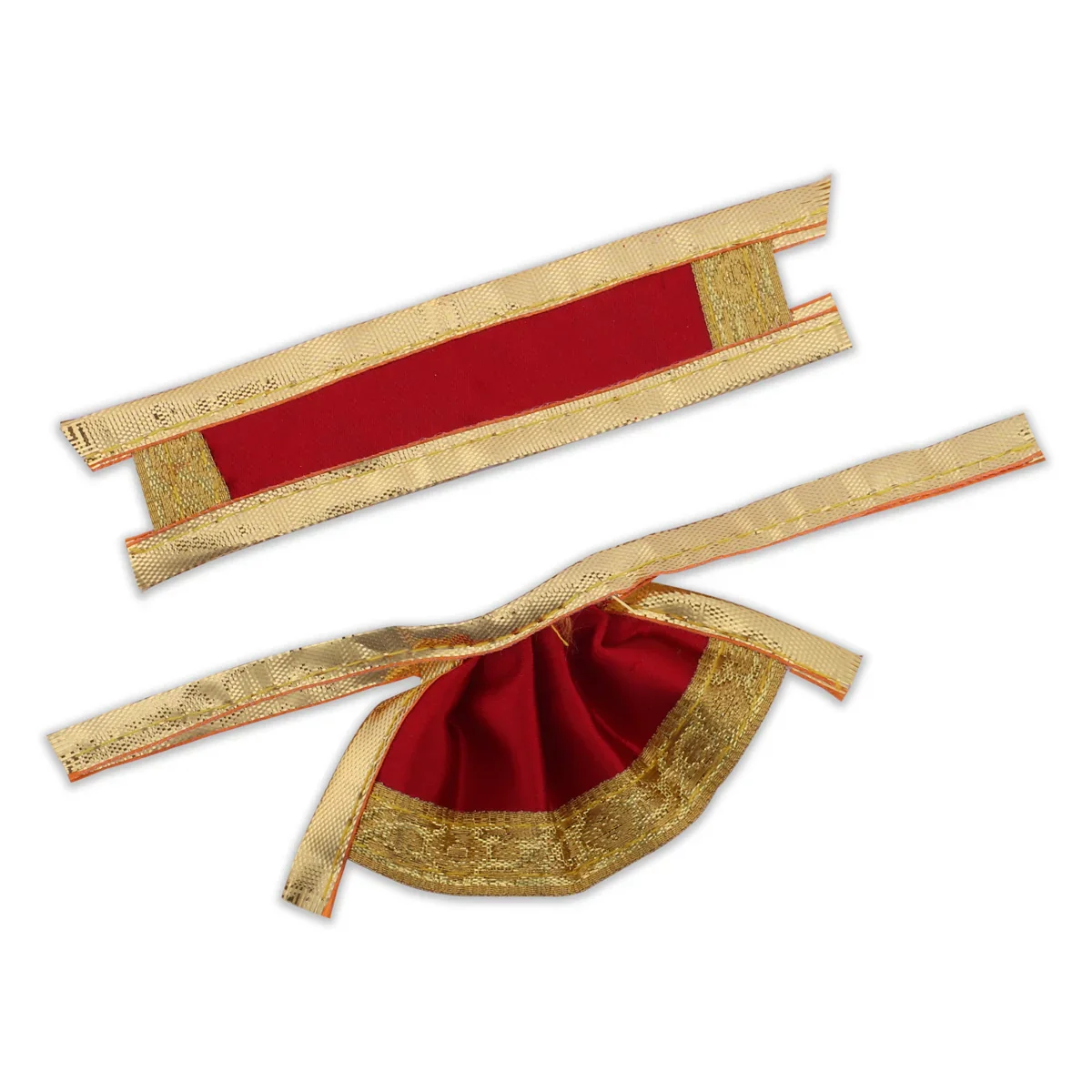Amman Pavadai - 1.5 Inches | Gold Print Border Mata Dress for Deity/ Assorted Colour - Image 12