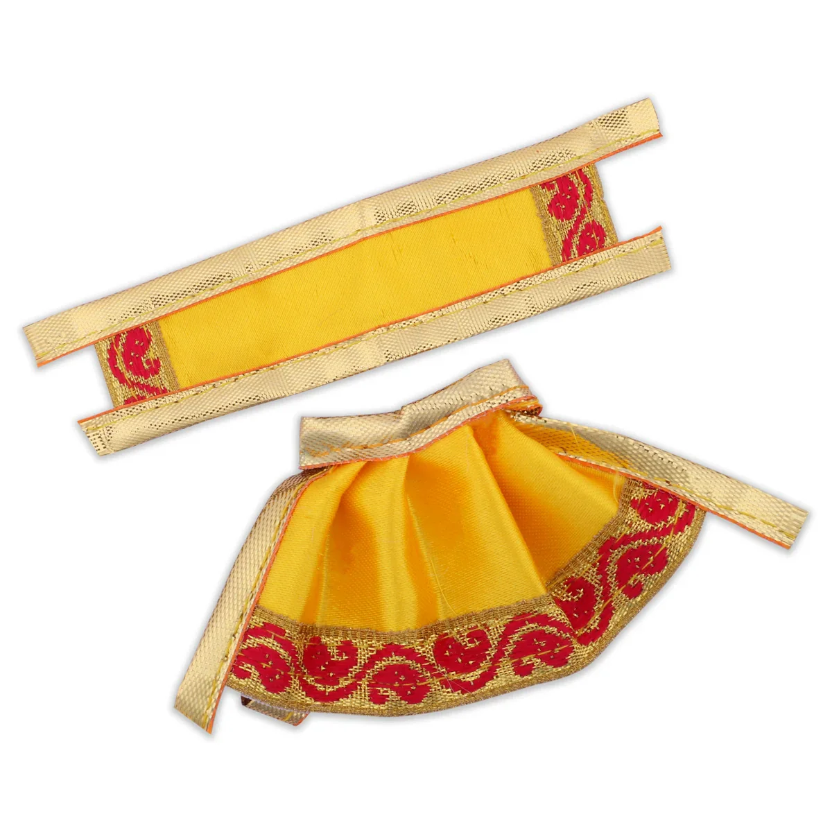 Amman Pavadai - 1.5 Inches | Gold Print Border Mata Dress for Deity/ Assorted Colour - Image 4