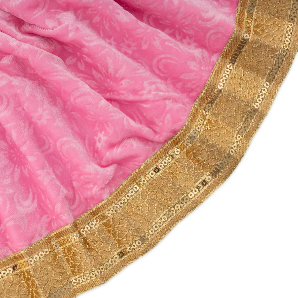 Amman Pavadai - 10 Inches | Velvet with Jari Border Lehenga Patka/ Mata Dress for Deity - Image 10