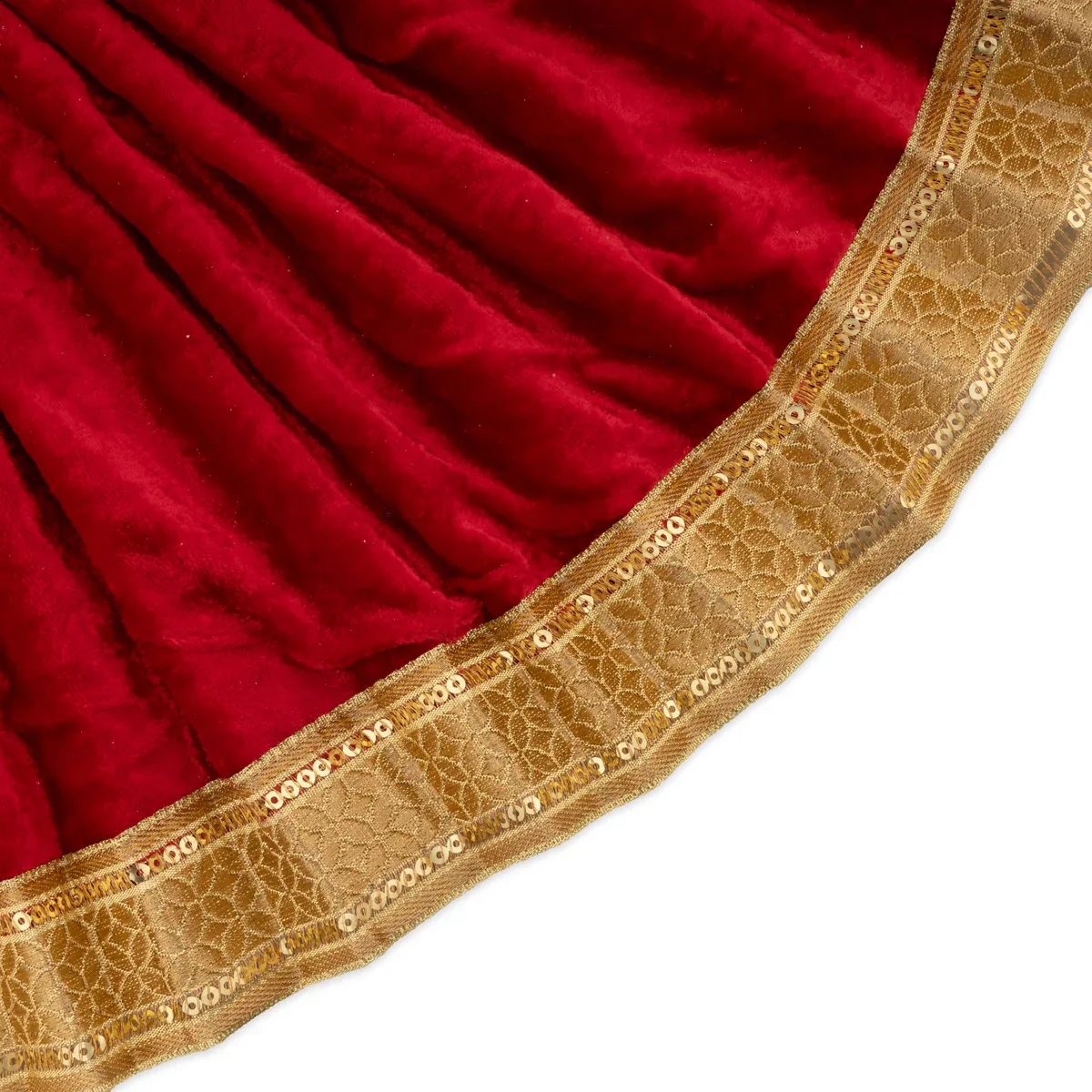 Amman Pavadai - 10 Inches | Velvet with Jari Border Lehenga Patka/ Mata Dress for Deity - Image 12