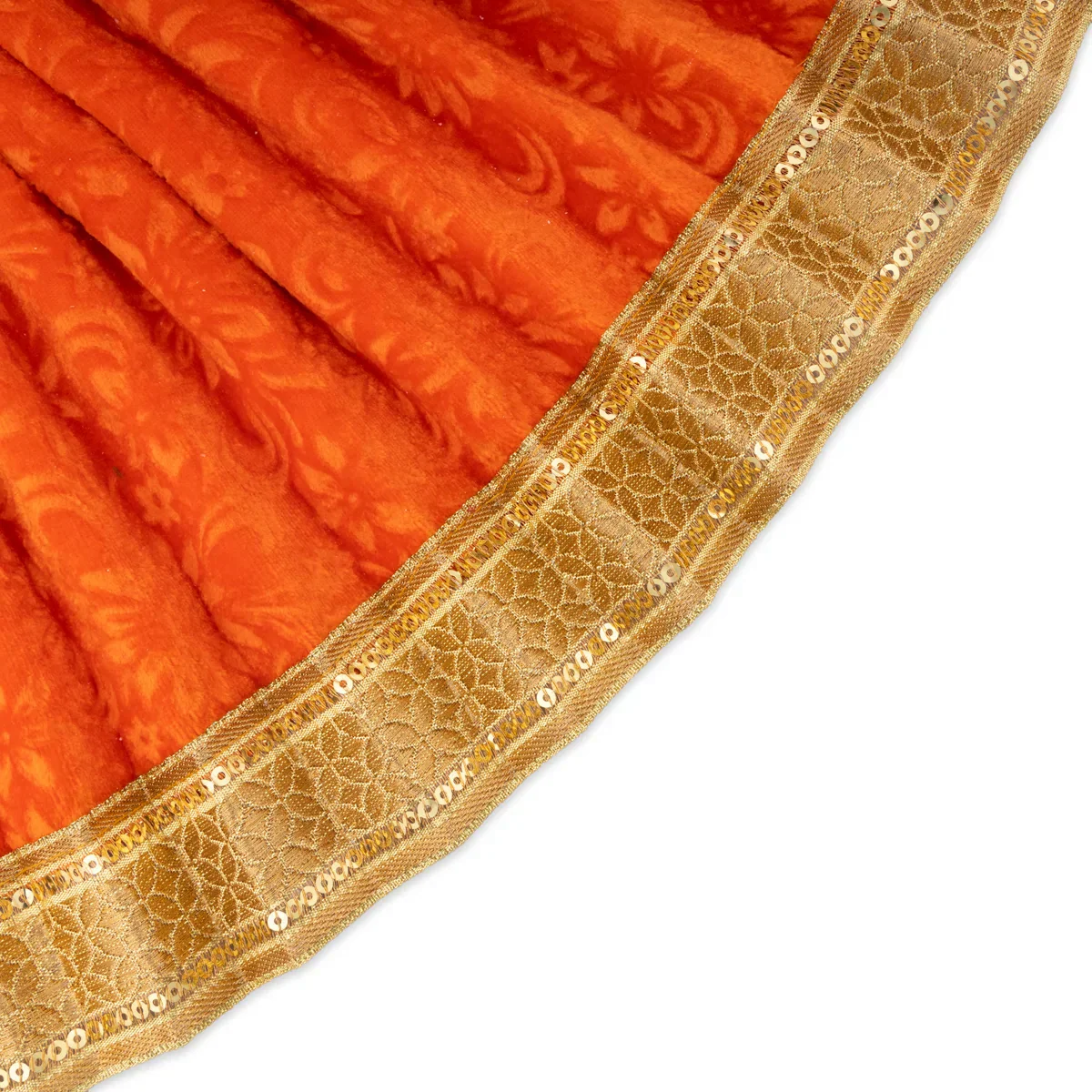 Amman Pavadai - 10 Inches | Velvet with Jari Border Lehenga Patka/ Mata Dress for Deity - Image 2