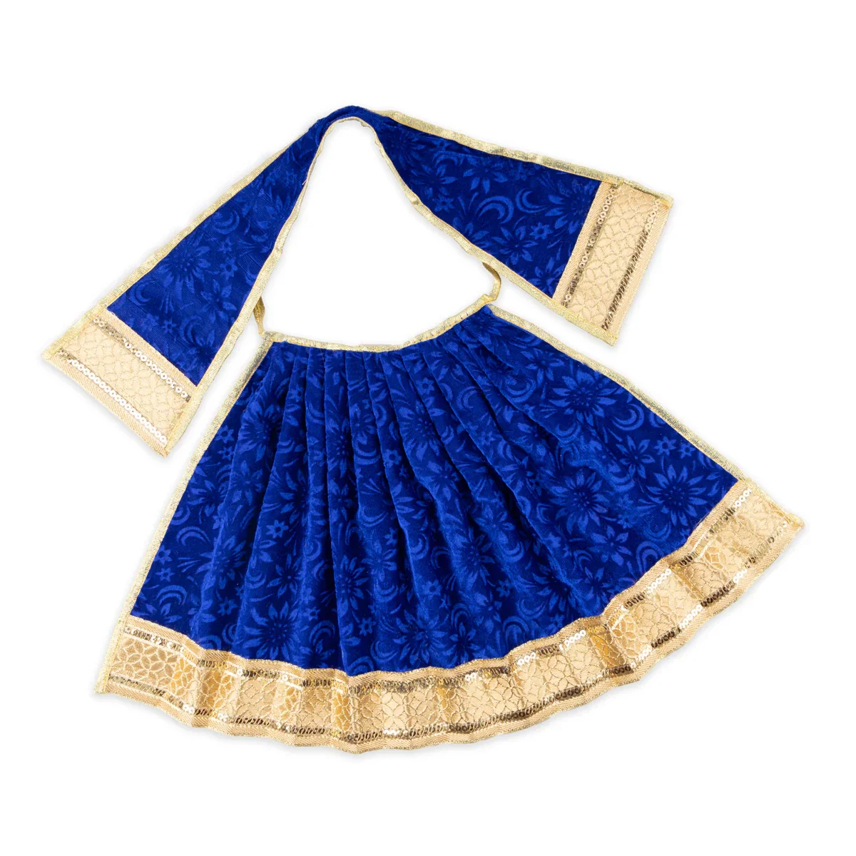 Amman Pavadai - 10 Inches | Velvet with Jari Border Lehenga Patka/ Mata Dress for Deity - Image 3