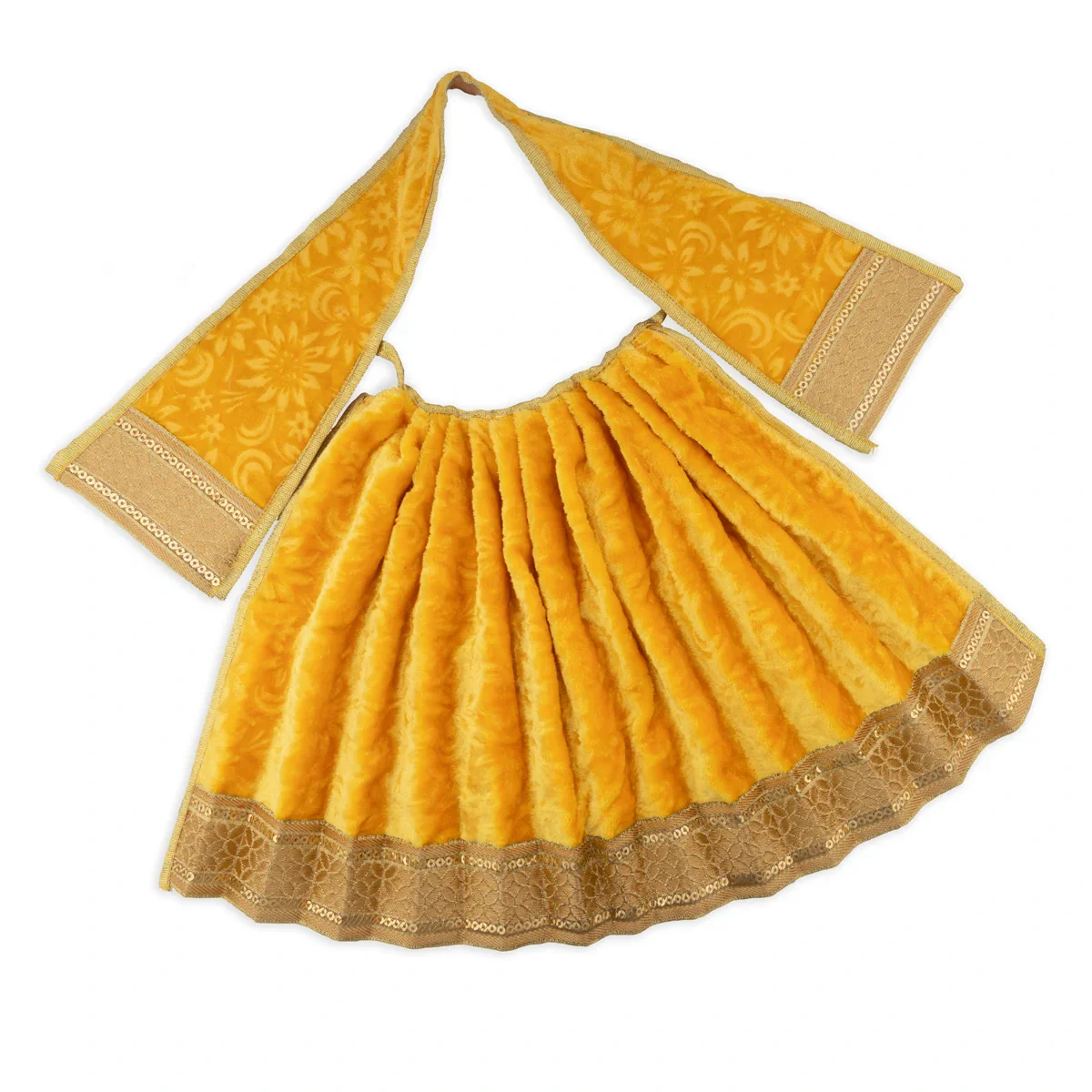 Amman Pavadai - 10 Inches | Velvet with Jari Border Lehenga Patka/ Mata Dress for Deity - Image 5
