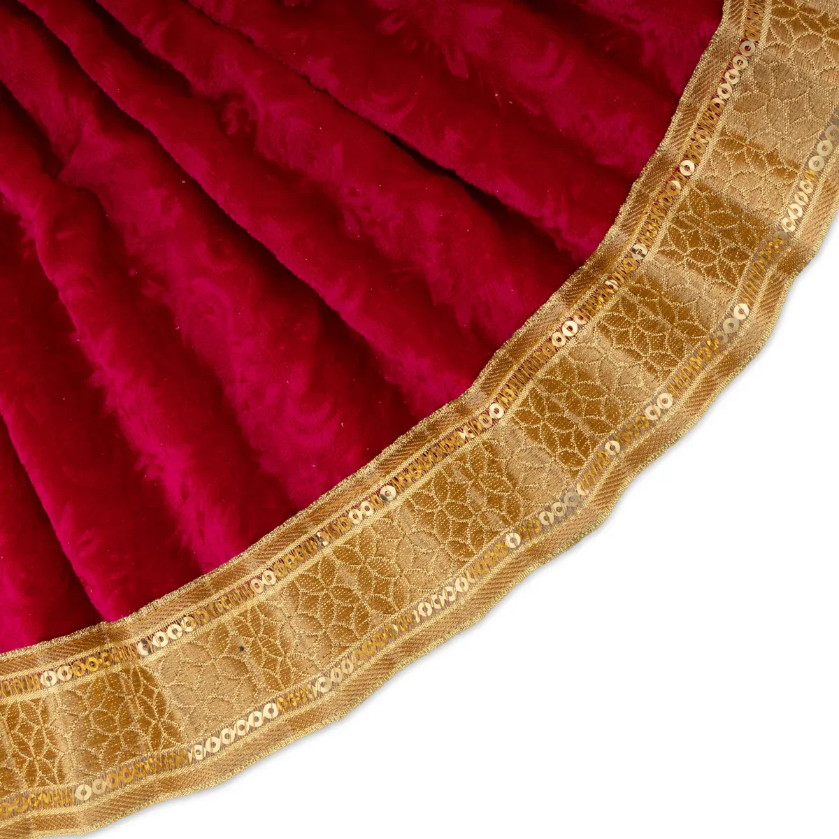 Amman Pavadai - 10 Inches | Velvet with Jari Border Lehenga Patka/ Mata Dress for Deity - Image 8