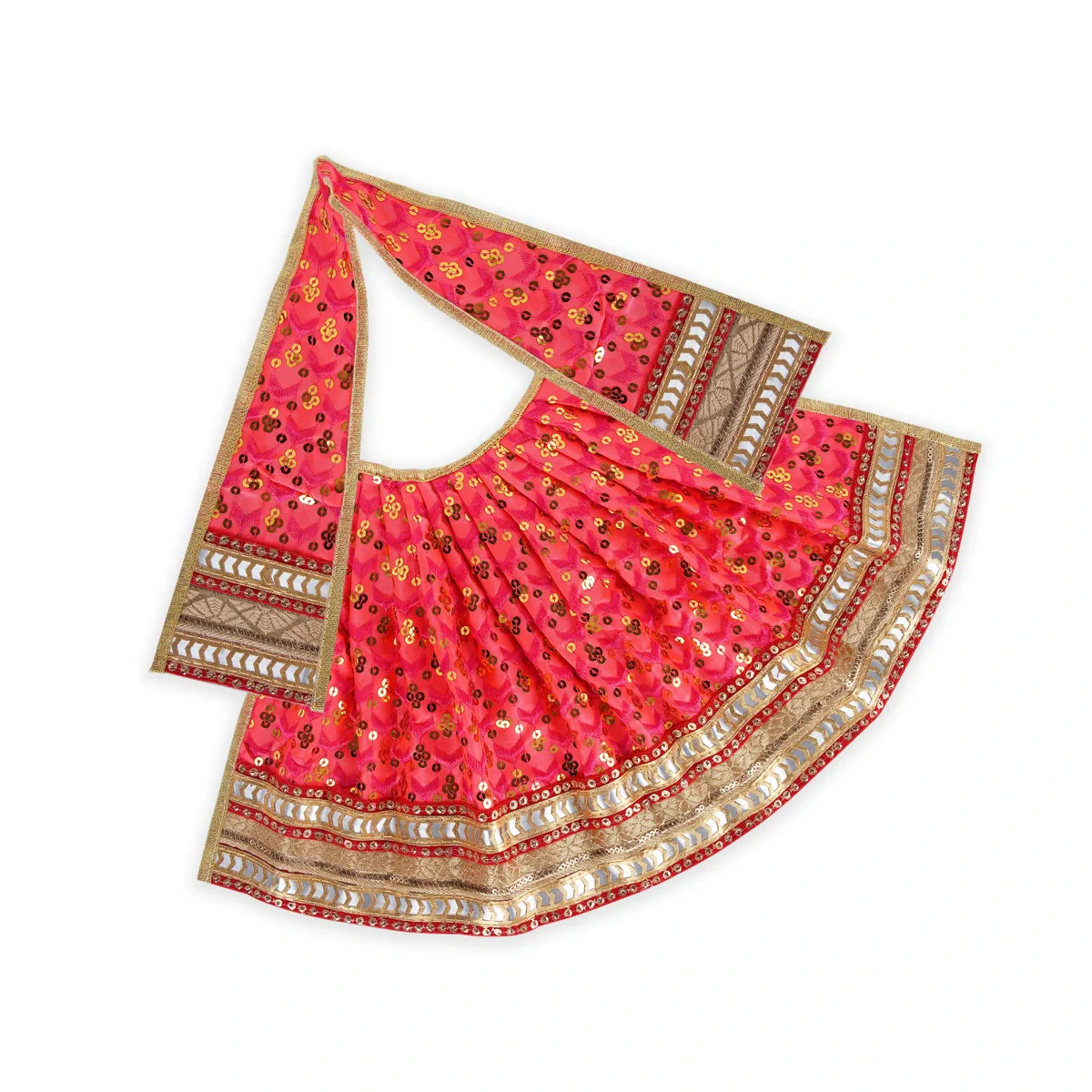 Devi Dress - 10 x 21 Inches | Embroidery Mata Dress/ Jari Border Amman Pavadai for Deity/ Assorted Colour - Image 2