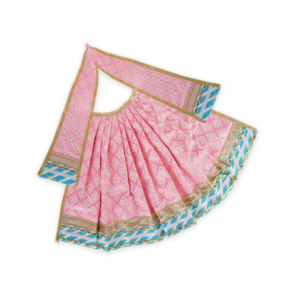 Devi Dress - 10 x 21 Inches | Embroidery Mata Dress/ Jari Border Amman Pavadai for Deity/ Assorted Colour - Image 3