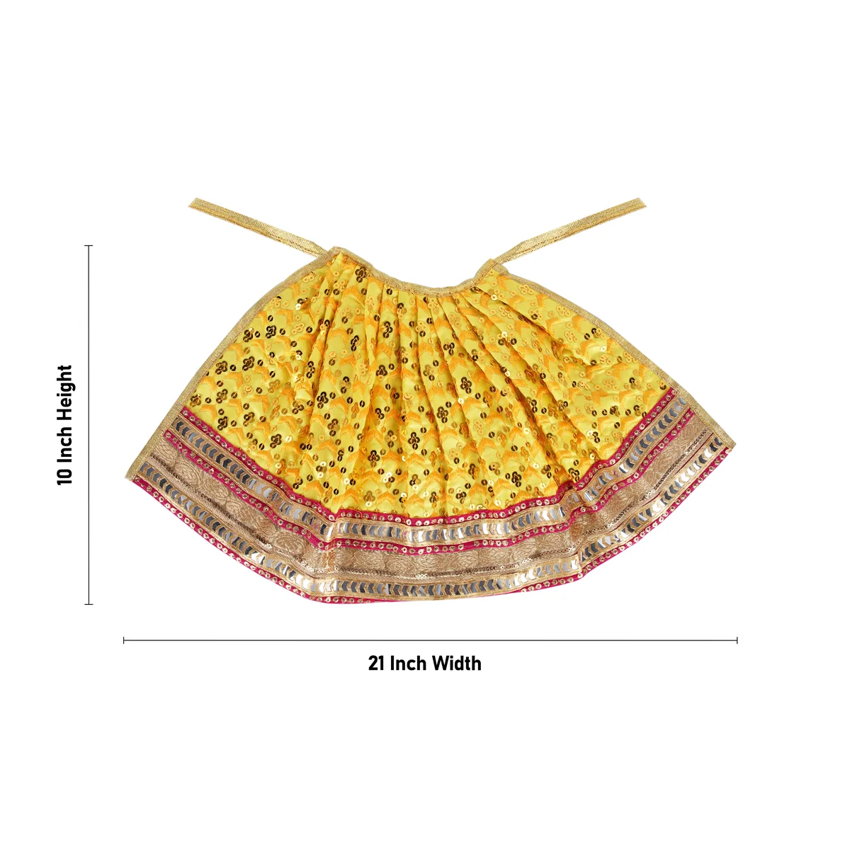 Devi Dress - 10 x 21 Inches | Embroidery Mata Dress/ Jari Border Amman Pavadai for Deity/ Assorted Colour - Image 4