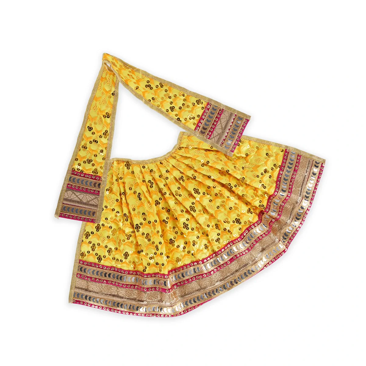 Devi Dress - 10 x 21 Inches | Embroidery Mata Dress/ Jari Border Amman Pavadai for Deity/ Assorted Colour - Image 5