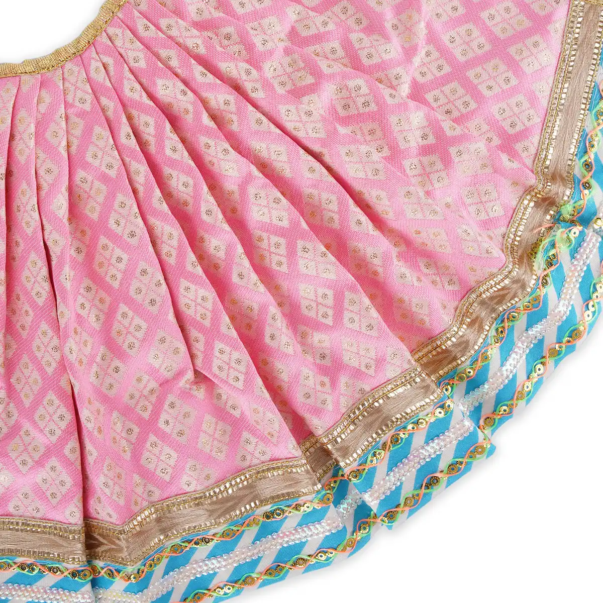 Devi Dress - 10 x 21 Inches | Embroidery Mata Dress/ Jari Border Amman Pavadai for Deity/ Assorted Colour - Image 6
