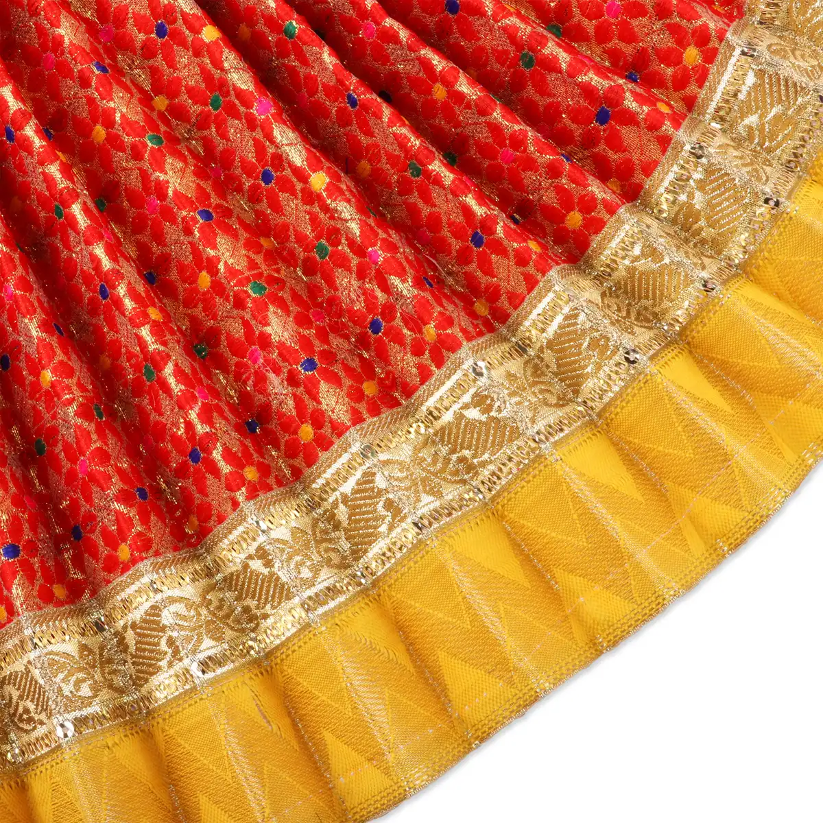 Amman Pavadai - 12 x 18 Inches | Jari Border Lehenga Patka/ Amman Dress for Deity - Image 6