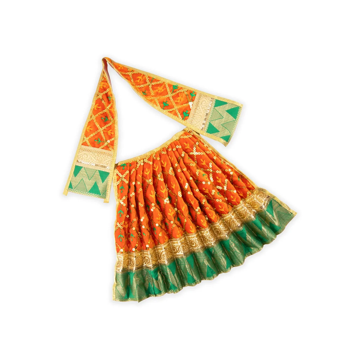 Amman Pavadai - 12 Inches | Velvet with Jari Border Lehenga Patka/ Mata Dress for Deity - Image 4