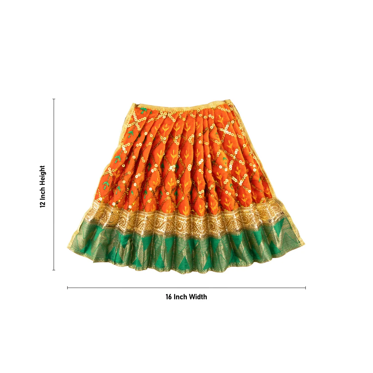 Amman Pavadai - 12 Inches | Velvet with Jari Border Lehenga Patka/ Mata Dress for Deity - Image 7