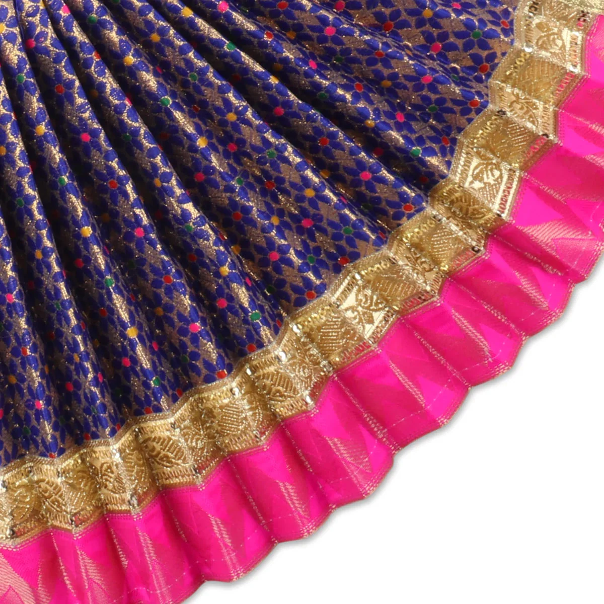 Amman Pavadai - 15 Inches | Jari Border Lehenga Patka/ Devi Dress for Deity - Image 3
