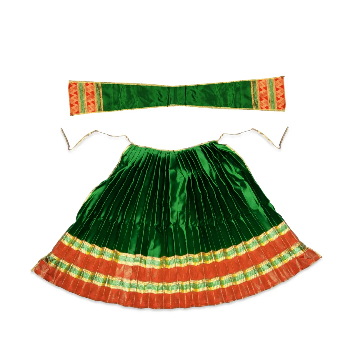 Amman Pavadai - 24 Inches | Jari Border Lehenga Patka/ Devi Dress for Deity - Image 3