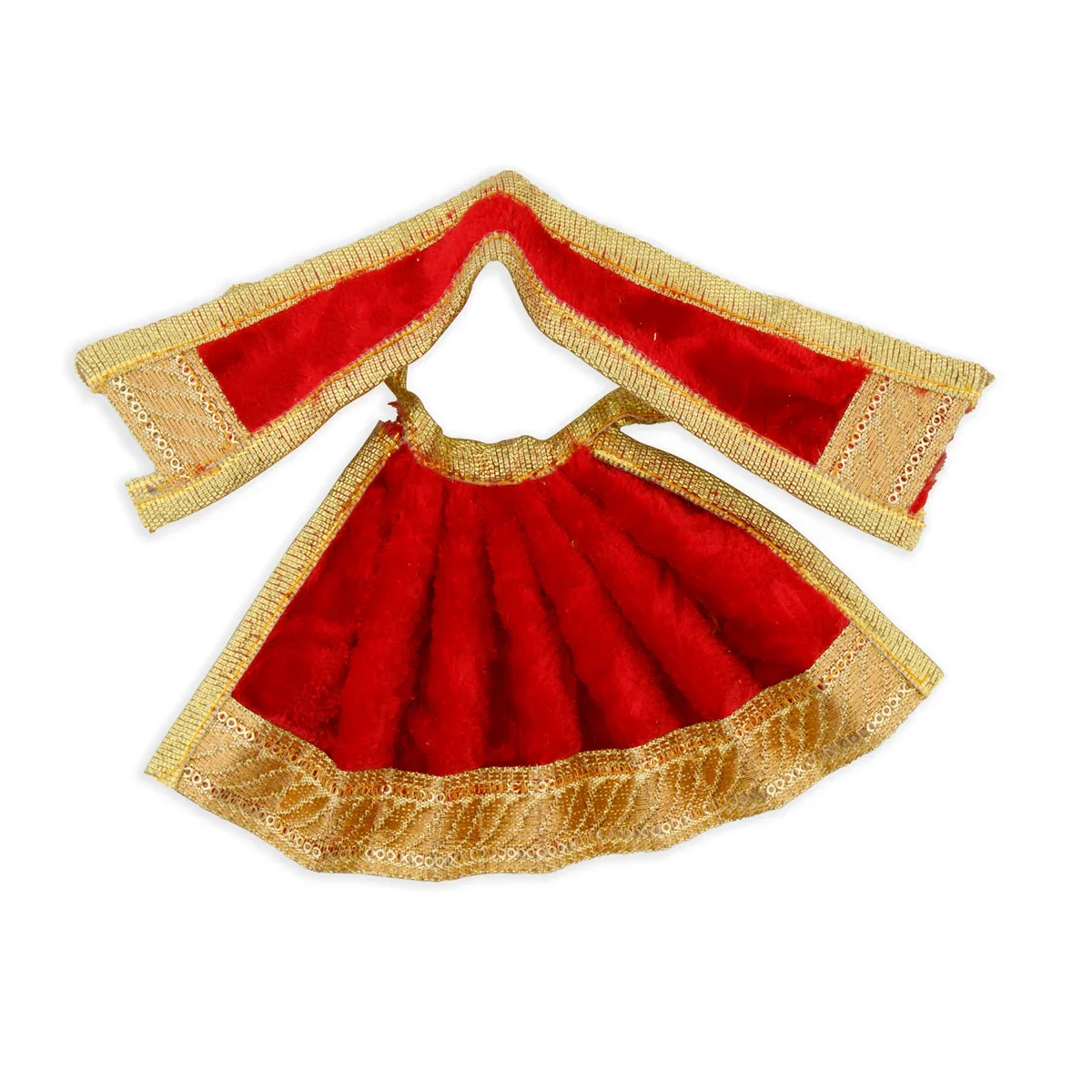 Amman Pavadai - 3 x 6 Inches | Velvet with Jari Border Lehenga Patka/ Mata Dress for Deity - Image 3