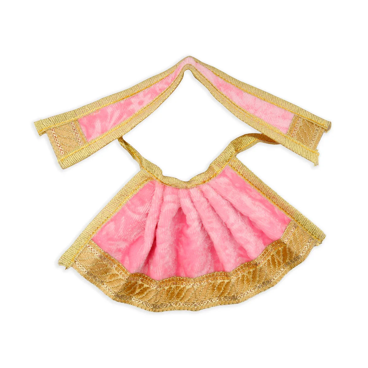 Amman Pavadai - 3 x 6 Inches | Velvet with Jari Border Lehenga Patka/ Mata Dress for Deity - Image 7