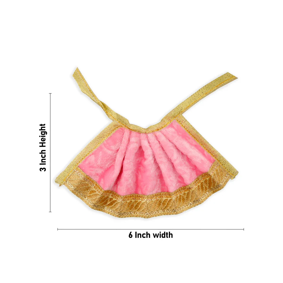 Amman Pavadai - 3 x 6 Inches | Velvet with Jari Border Lehenga Patka/ Mata Dress for Deity - Image 9