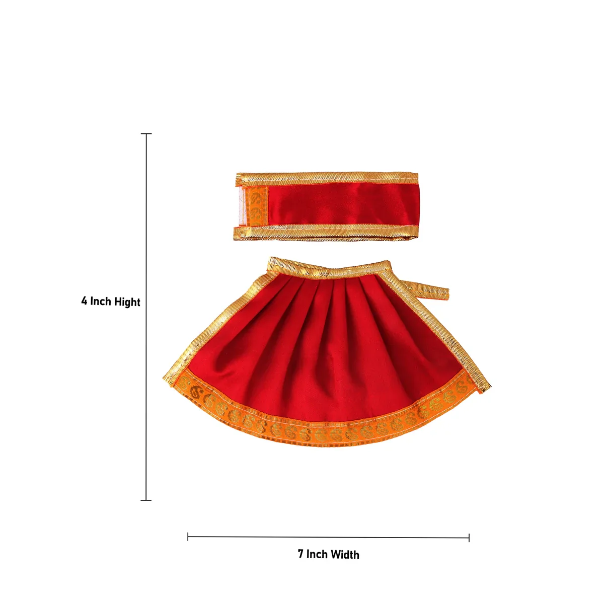 Amman Pavadai - 4 Inches | Satin Apoorva with Jari Border Devi Dress/ Amman Dress for Deity/ Assorted Colour - Image 4