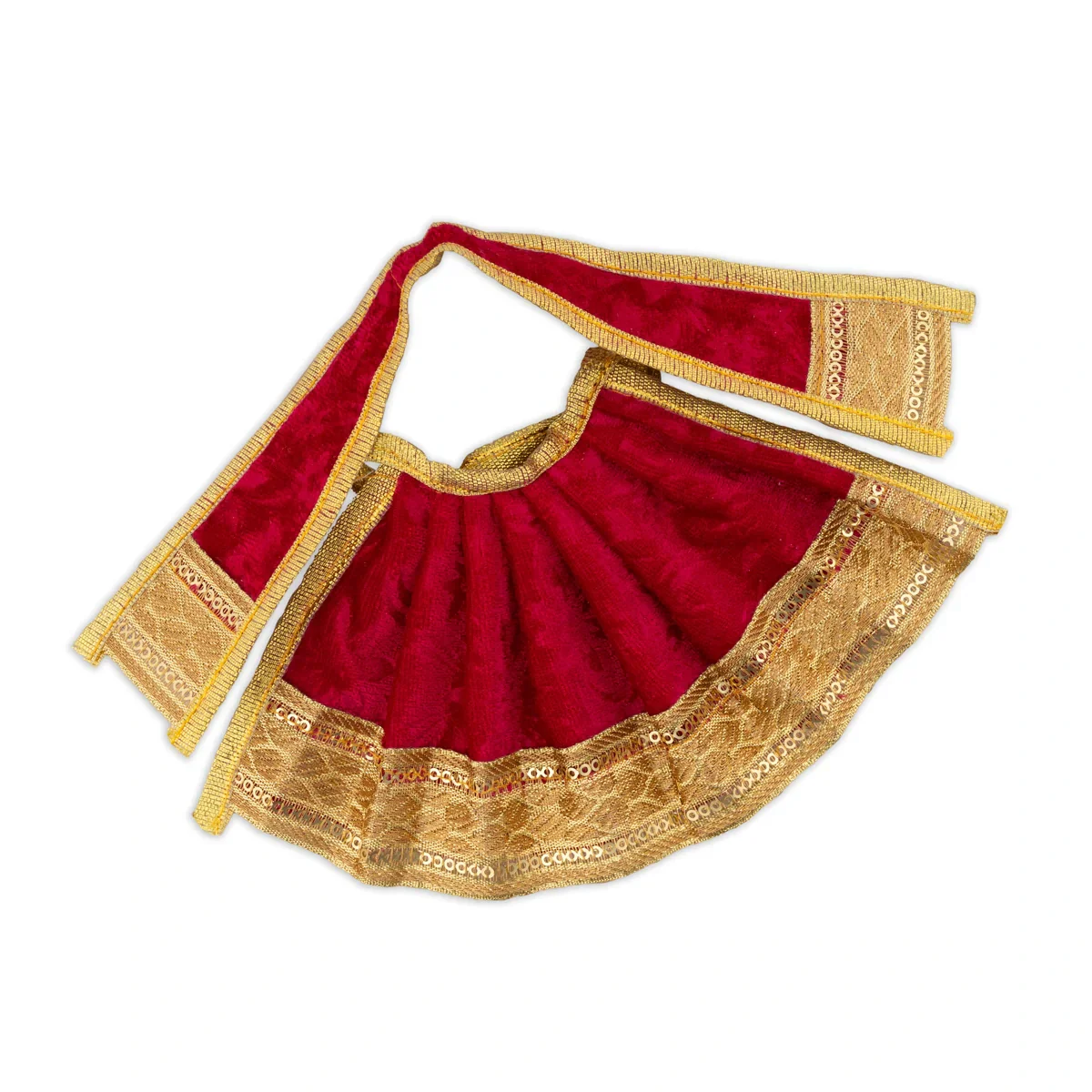Amman Pavadai - 4 x 7 Inches | Velvet with Jari Border Lehenga Patka/ Mata Dress for Deity - Image 3