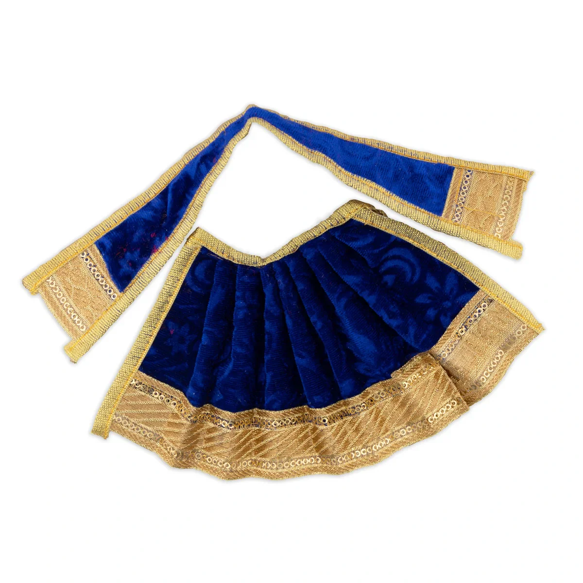 Amman Pavadai - 4 x 7 Inches | Velvet with Jari Border Lehenga Patka/ Mata Dress for Deity - Image 4