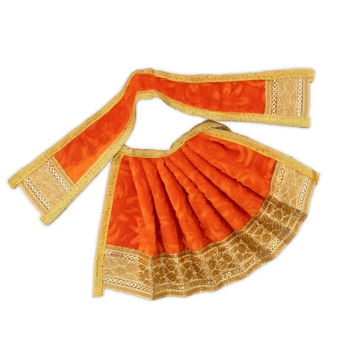 Amman Pavadai - 4 x 7 Inches | Velvet with Jari Border Lehenga Patka/ Mata Dress for Deity - Image 5