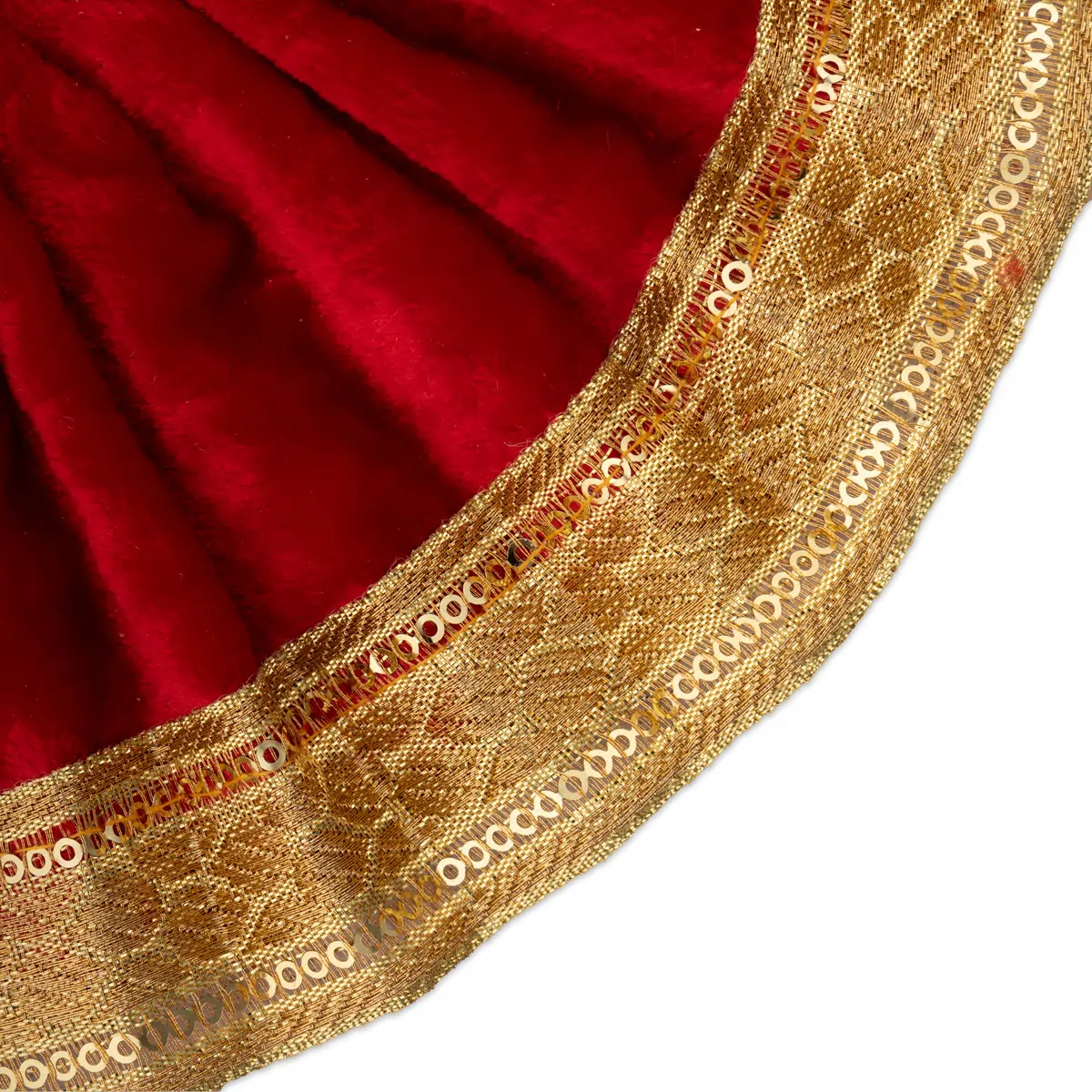 Amman Pavadai - 4 x 7 Inches | Velvet with Jari Border Lehenga Patka/ Mata Dress for Deity - Image 8