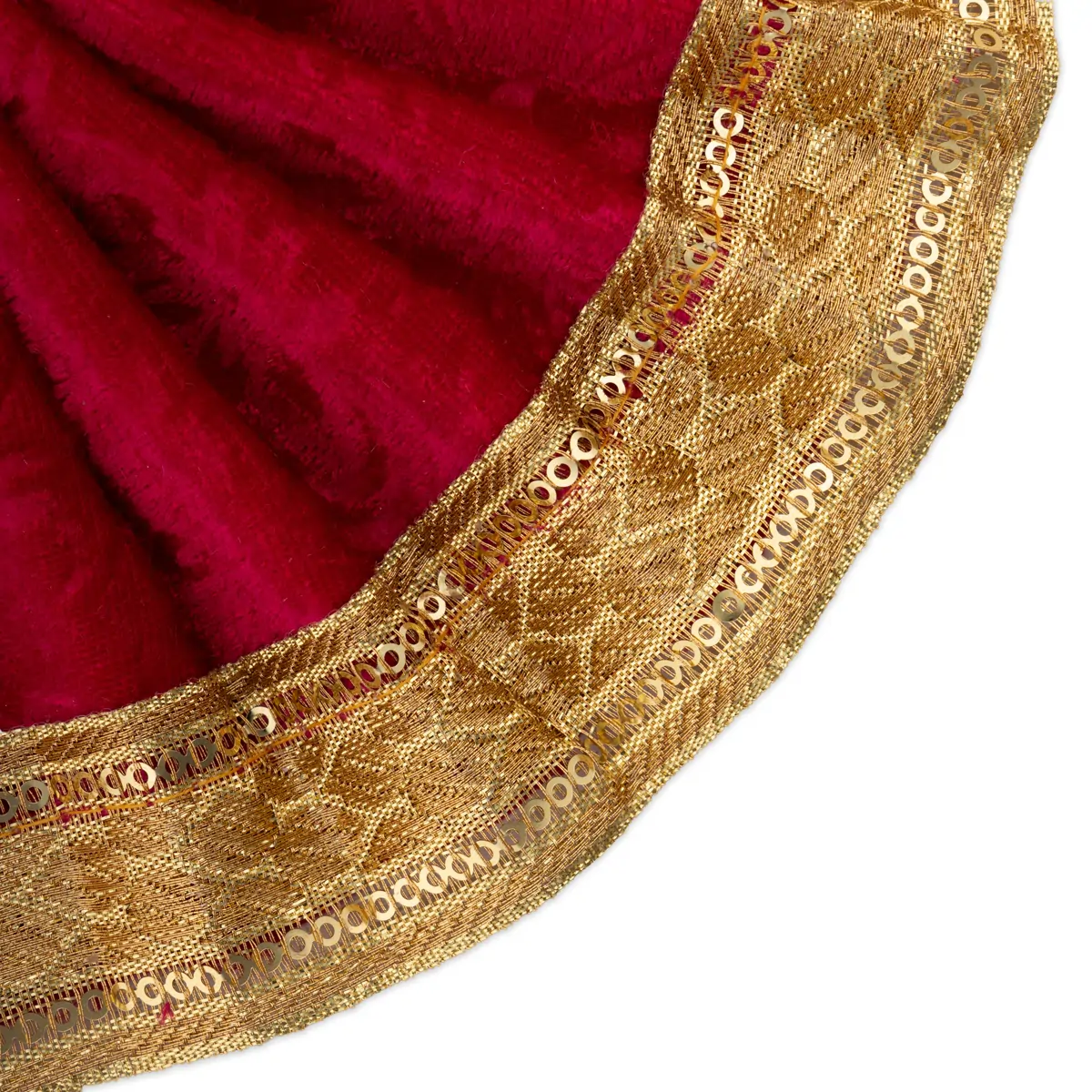 Amman Pavadai - 4 x 7 Inches | Velvet with Jari Border Lehenga Patka/ Mata Dress for Deity - Image 9