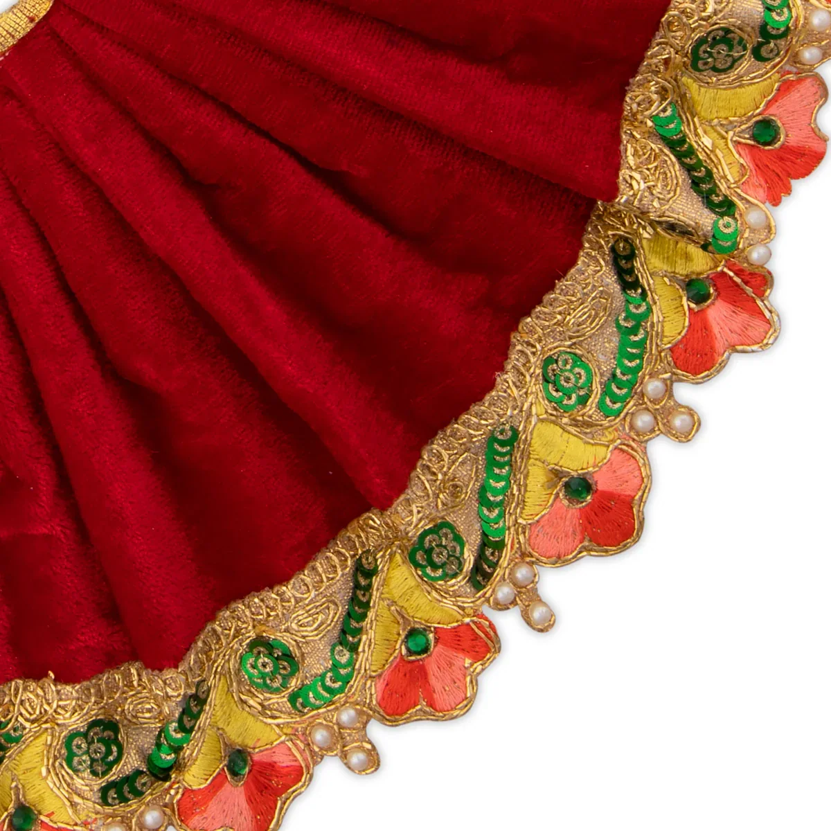 Amman Pavadai - 5 Inches | Velvet Devi Dress/ Mata Dress for Deity - Image 11