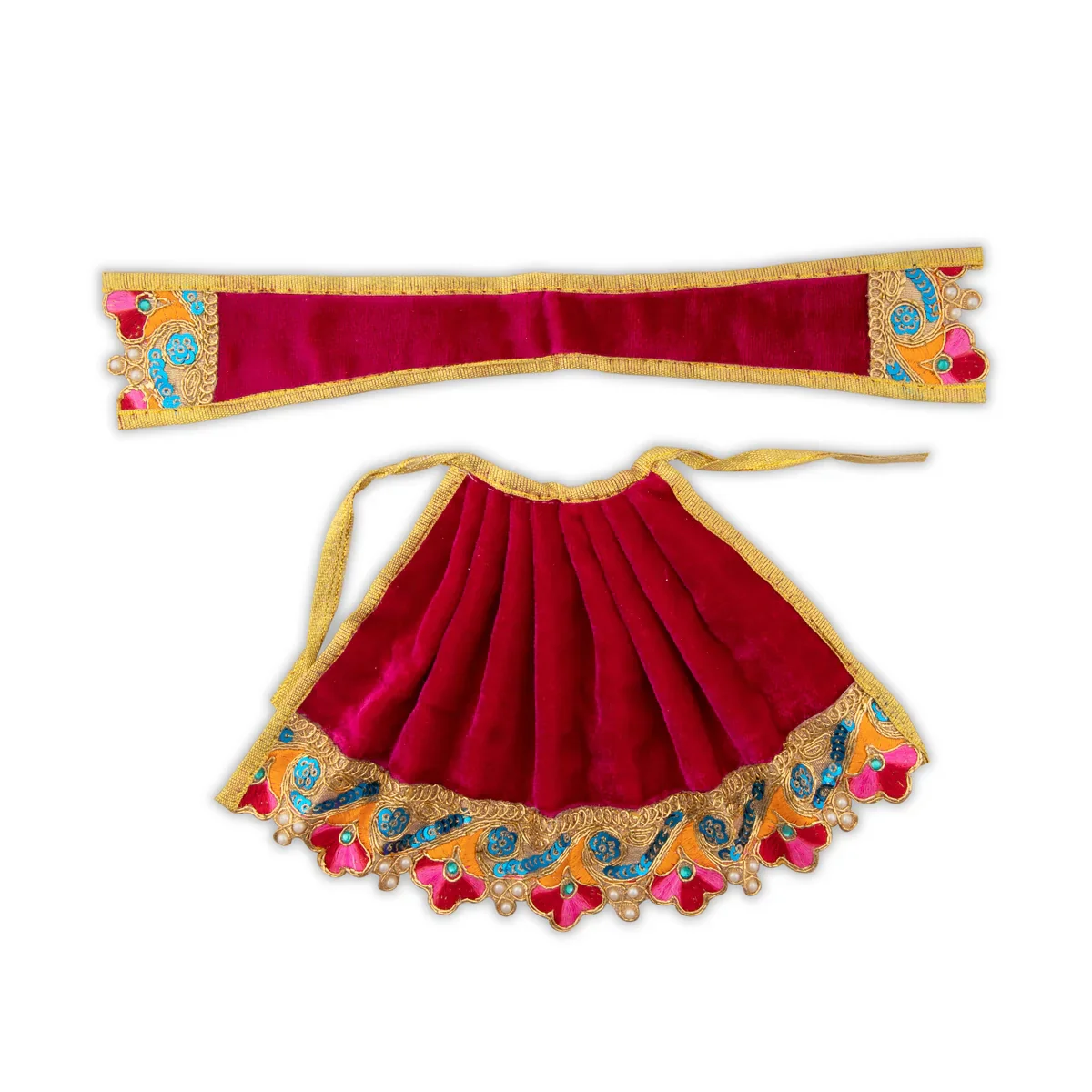 Amman Pavadai - 5 Inches | Velvet Devi Dress/ Mata Dress for Deity - Image 4