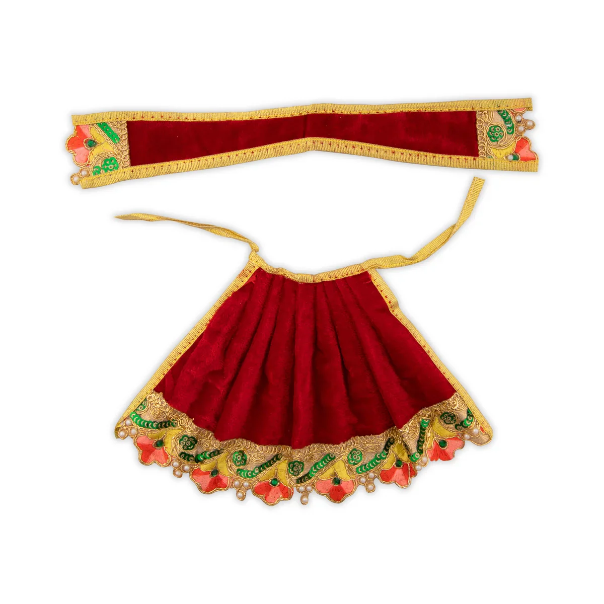 Amman Pavadai - 5 Inches | Velvet Devi Dress/ Mata Dress for Deity - Image 5