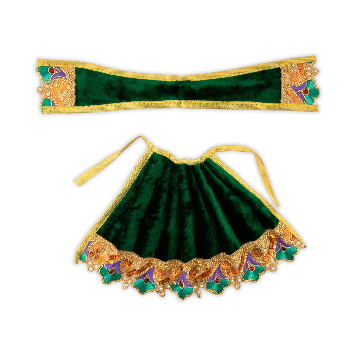Amman Pavadai - 5 Inches | Velvet Devi Dress/ Mata Dress for Deity - Image 6