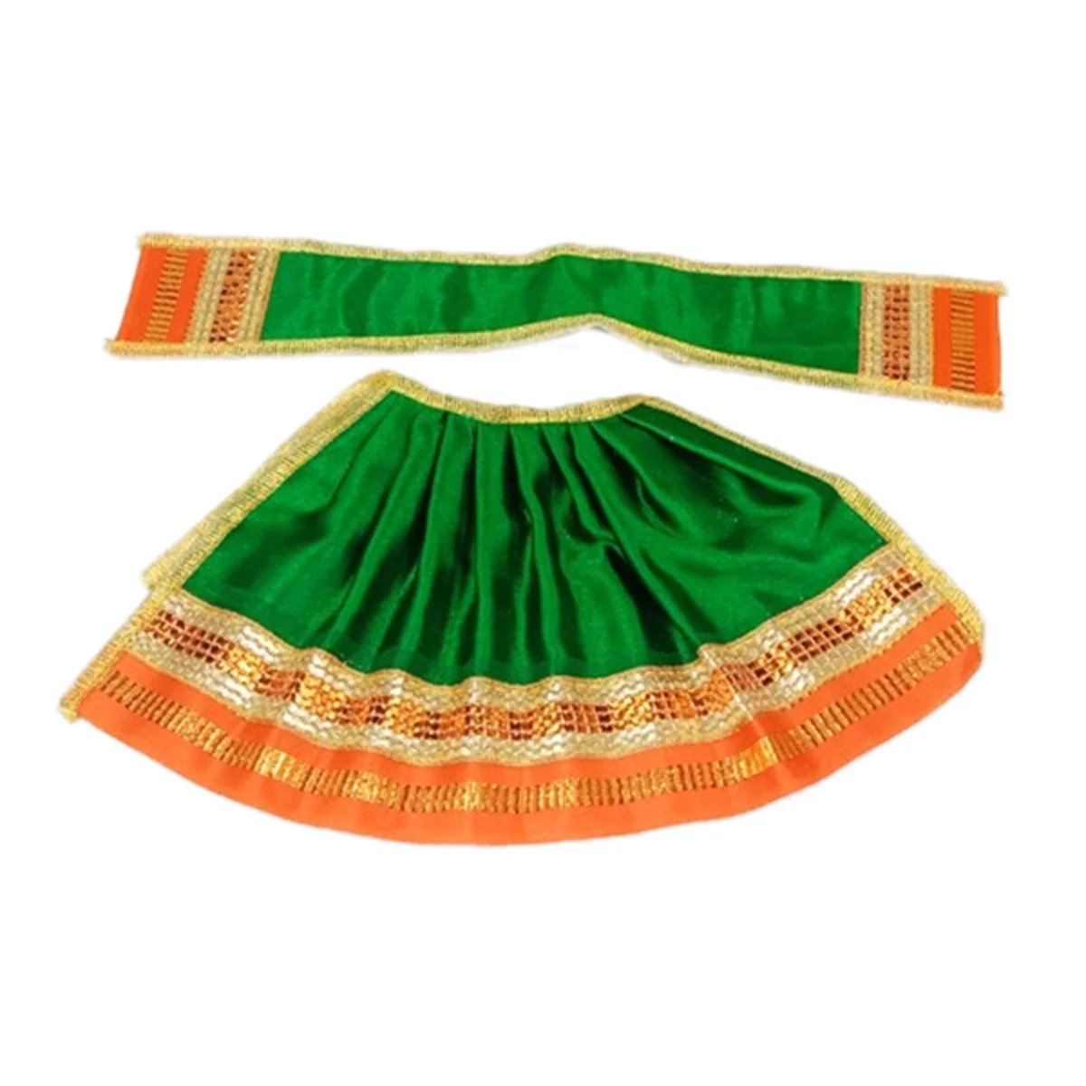 Devi Vastra - 5 Inches | Satin with Jari Border Lehenga Patka/ Mata Dress for Deity/ Assorted Colour - Image 3