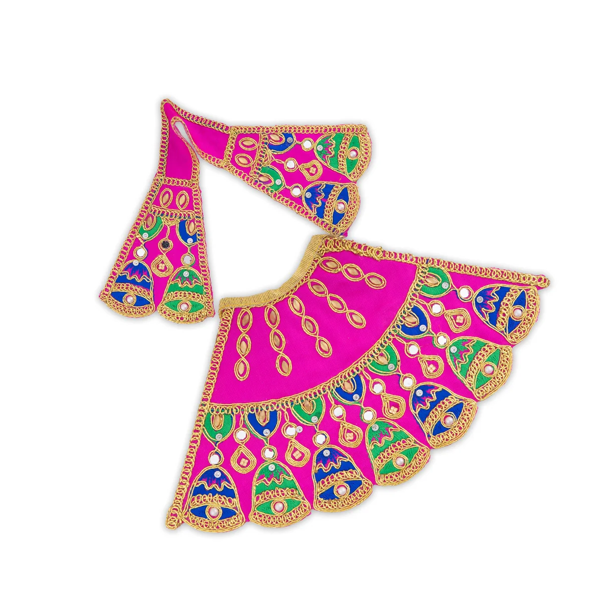 Amman Pavadai - 5 X 10 Inches | Satin Mata Rani Poshak/ Jari Border Devi Dress for Deity Decor - Image 3