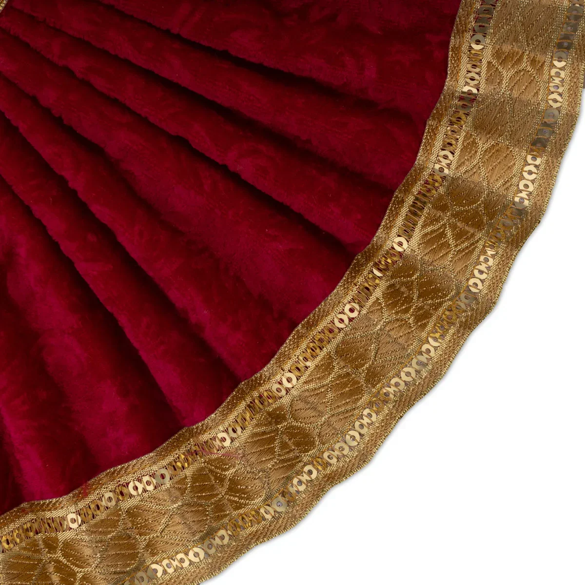 Amman Pavadai - 6 x 11 Inches | Velvet with Jari Border Lehenga Patka/ Mata Dress for Deity - Image 12