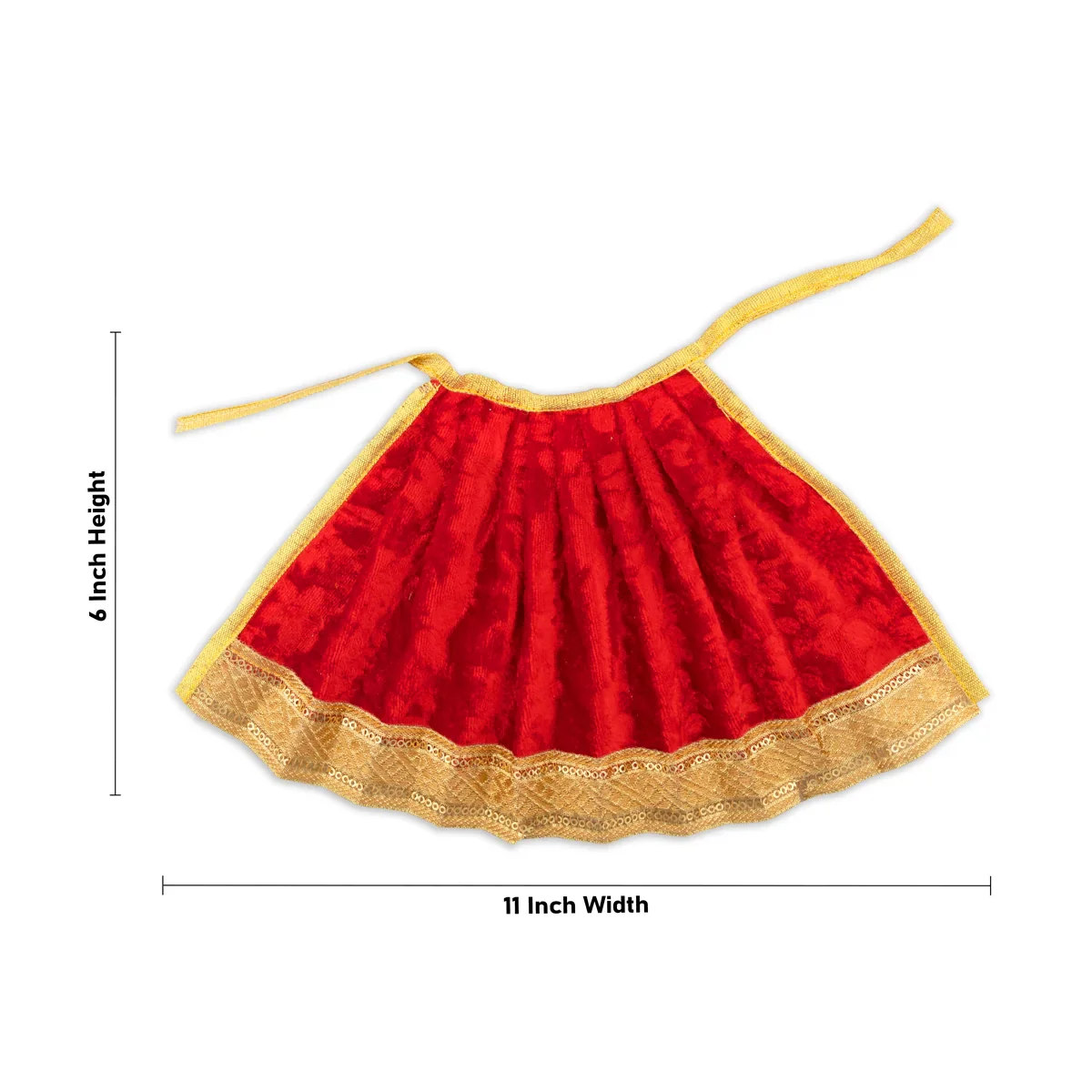 Amman Pavadai - 6 x 11 Inches | Velvet with Jari Border Lehenga Patka/ Mata Dress for Deity - Image 15