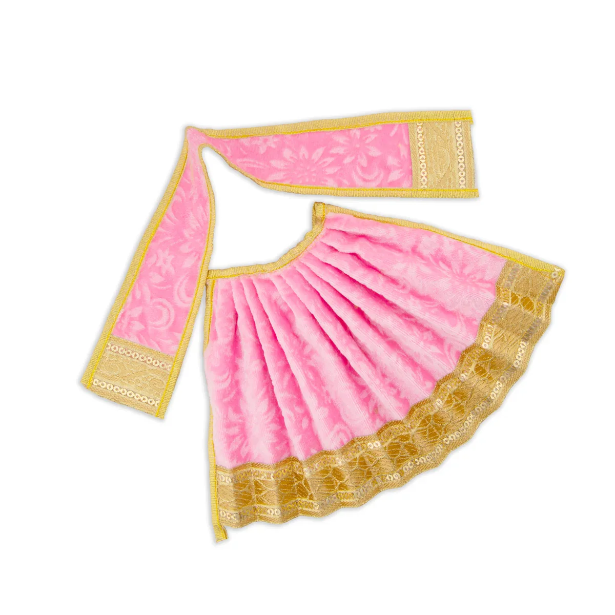 Amman Pavadai - 6 x 11 Inches | Velvet with Jari Border Lehenga Patka/ Mata Dress for Deity - Image 3