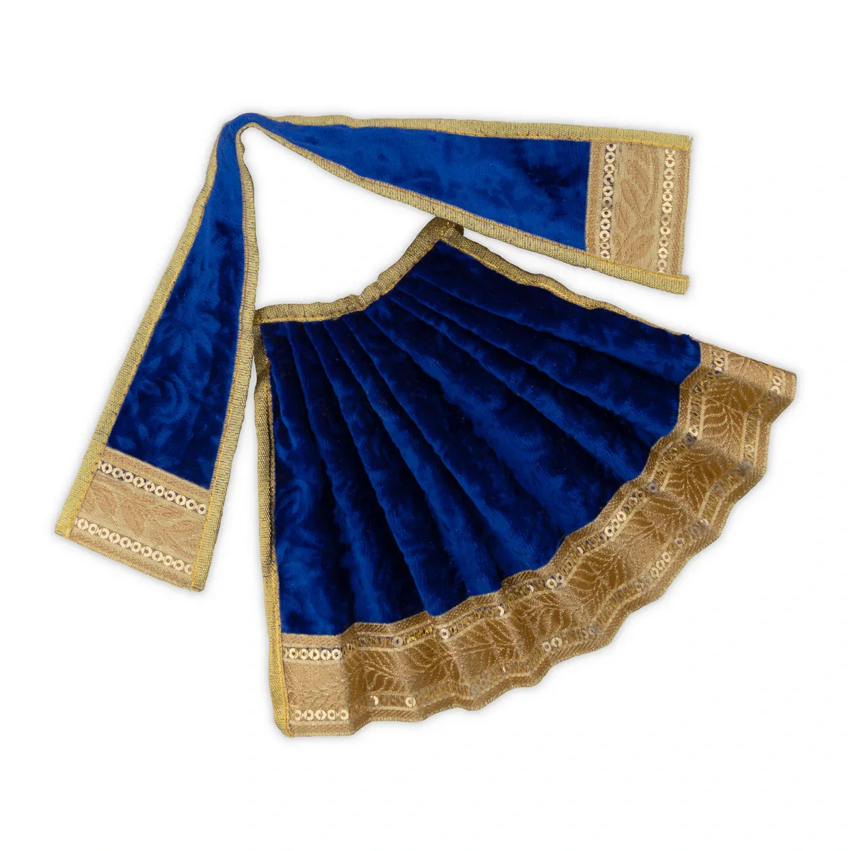 Amman Pavadai - 6 x 11 Inches | Velvet with Jari Border Lehenga Patka/ Mata Dress for Deity - Image 4