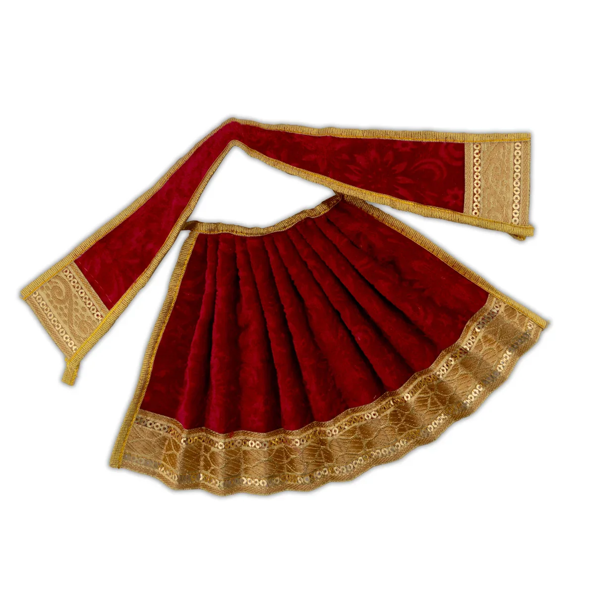 Amman Pavadai - 6 x 11 Inches | Velvet with Jari Border Lehenga Patka/ Mata Dress for Deity - Image 5