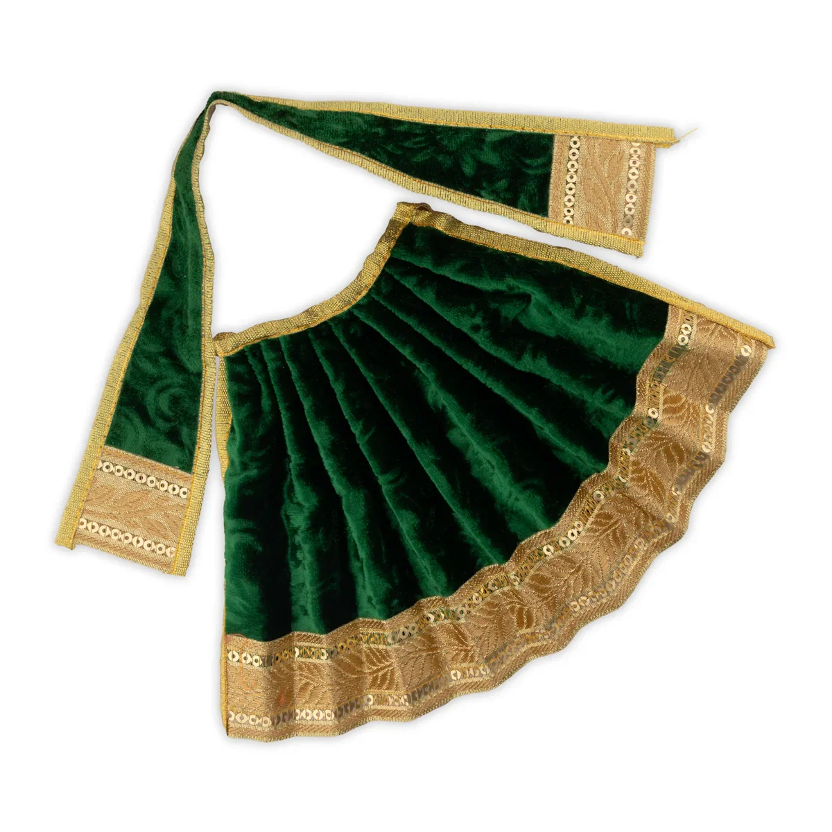 Amman Pavadai - 6 x 11 Inches | Velvet with Jari Border Lehenga Patka/ Mata Dress for Deity - Image 6