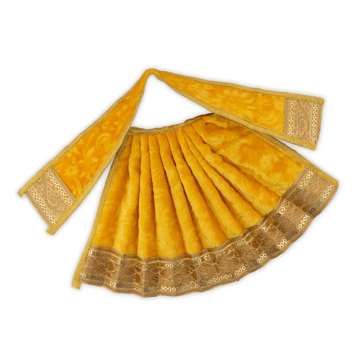 Amman Pavadai - 6 x 11 Inches | Velvet with Jari Border Lehenga Patka/ Mata Dress for Deity - Image 7