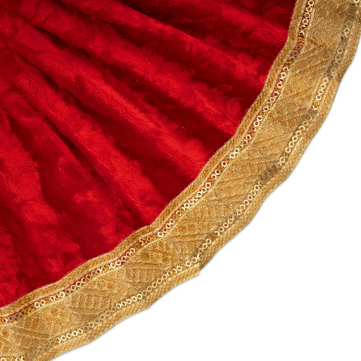 Amman Pavadai - 6 x 11 Inches | Velvet with Jari Border Lehenga Patka/ Mata Dress for Deity - Image 8