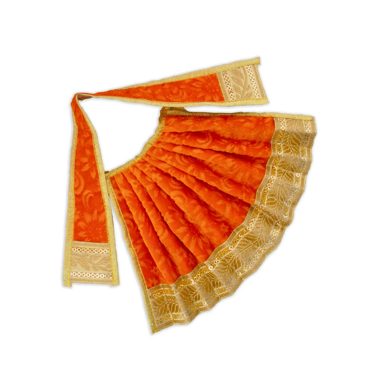 Amman Pavadai - 6 x 11 Inches | Velvet with Jari Border Lehenga Patka/ Mata Dress for Deity - Image 9